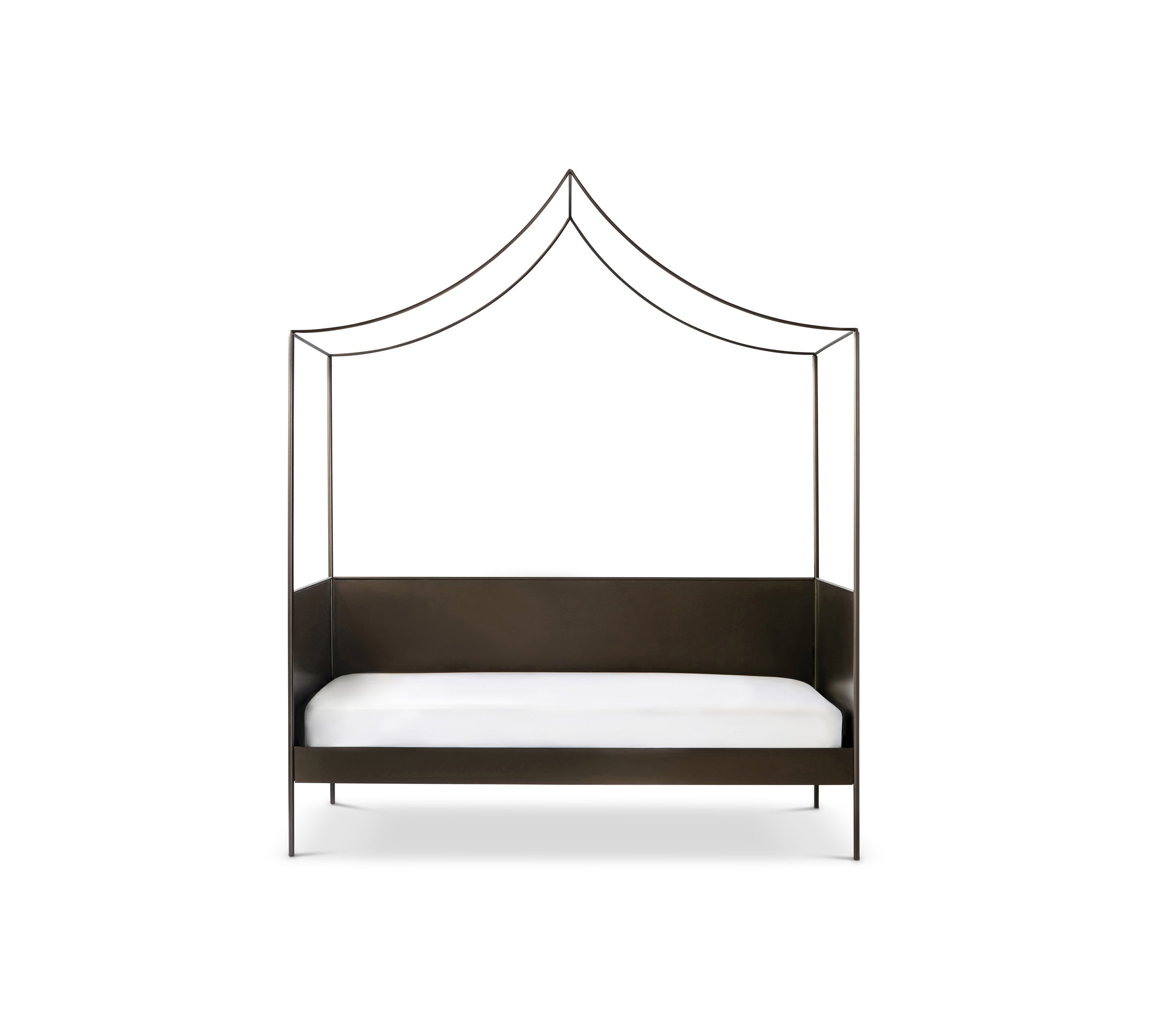 Julia Canopy Bed with Linen Upholstered Headboard — Doorman Julia Canopy Bed with Linen Upholstered Headboard — Doorman